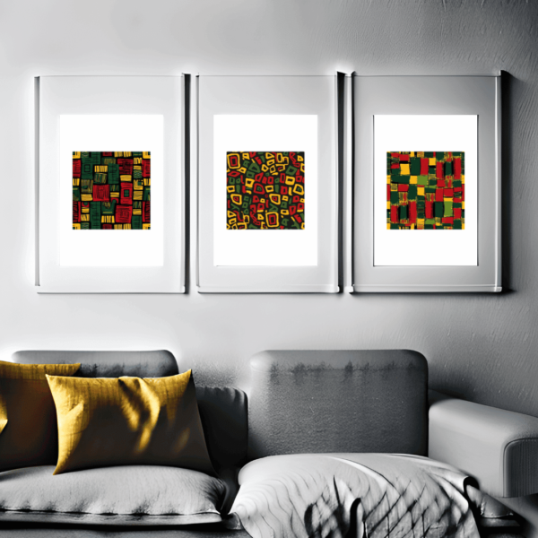 Abstract African wall art set of 3